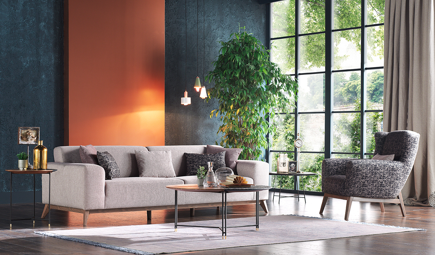 NETHA WOHNZIMMER  Zeitgenössischer Komfort ... Netha Wohnzimmer NETHA WOHNZIMMER