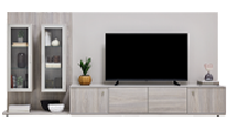 TV Unit Panel Module With Glass Doors, 90 cm
